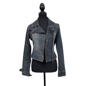 Hot Kiss Moto-Style Jean Jacket | Size XS | Excellent Condition